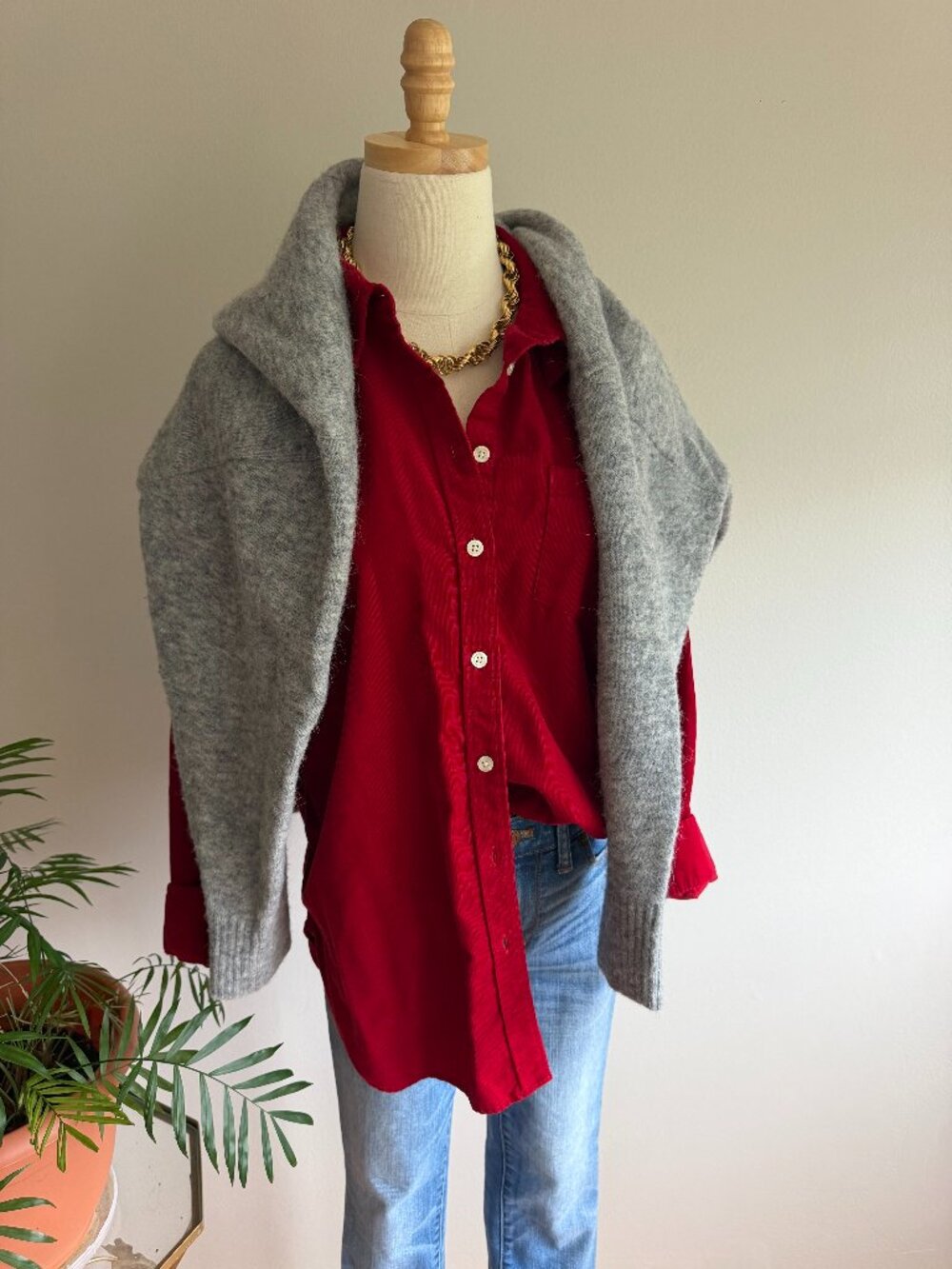 NWOT Talbots Wine Red 100% Cotton Button-Down Shirt Size Medium